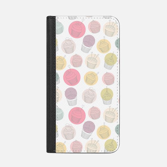 modern pastel pink yellow sweet cupcakes polka dots