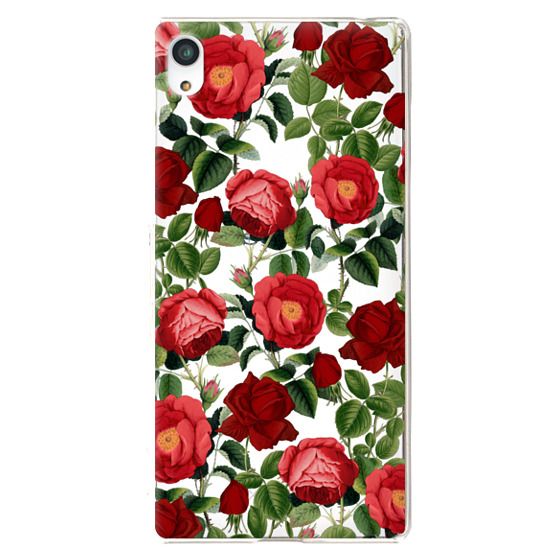 red vintage roses pattern on clear background