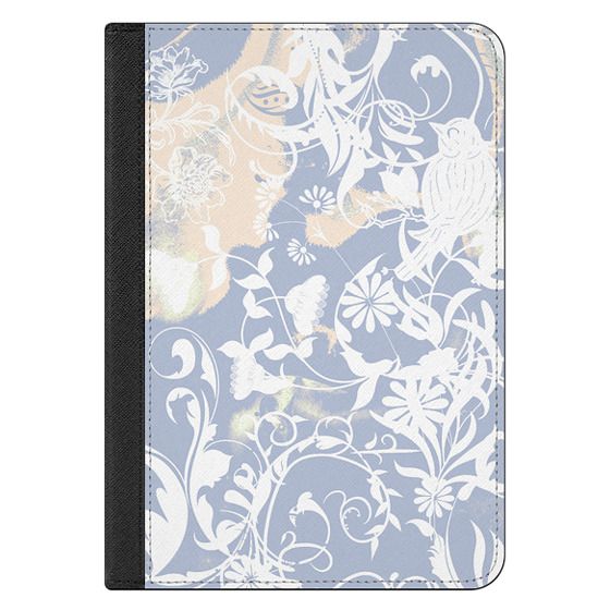 pastel blue white romantic foliage and birds