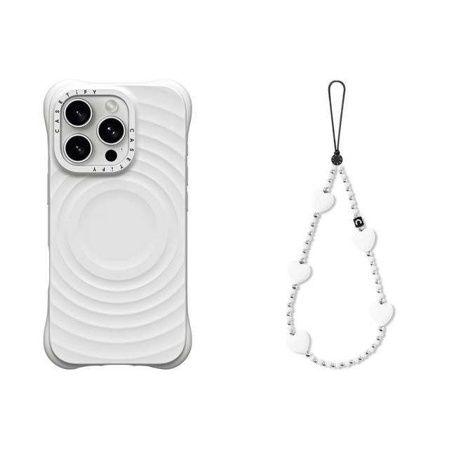 CASETiFY - セットでお得 2-in-1 Essentials Set - Ripple Case - White - iPhone 16 Pro & Heart Phone Charm - Pure Heart casetify Father's Day CASETiFY - セットでお得 2-in-1 Essentials Set - Ripple Case - White - iPhone 16 Pro & Heart Phone Charm - Pure Heart casetify Father's Day