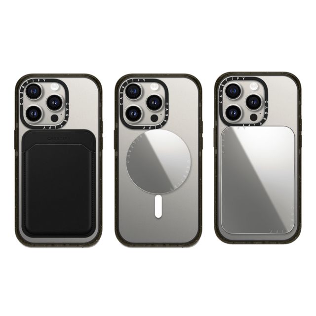CASETiFY - Snappy Trio Set セットでお得 Snappy Trio Set (MagSafe Compatible) - BioVeg Wallet (Black) & Mirror Grip Stand & Mirror Cardholder Stand casetify