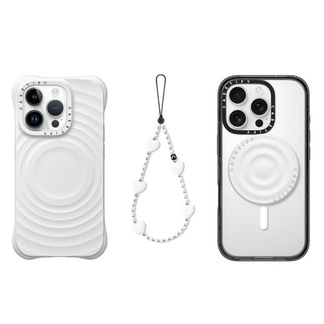 CASETiFY - セットでお得 3-in-1 Essentials Set - Ripple Case - White - iPhone 14 Pro & Heart Phone Charm - Pure Heart & Snappy Ripple Grip Stand (White) casetify Father's Day CASETiFY - セットでお得 3-in-1 Essentials Set - Ripple Case - White - iPhone 14 Pro & Heart Phone Charm - Pure Heart & Snappy Ripple Grip Stand (White) casetify Father's Day