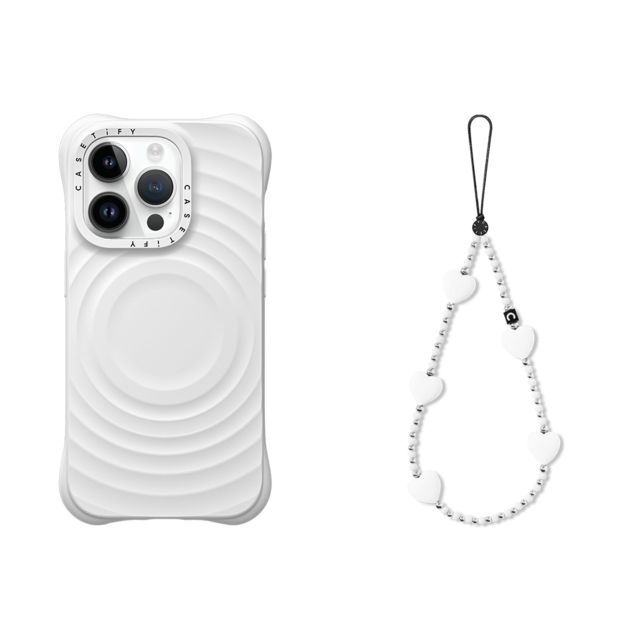 CASETiFY - セットでお得 2-in-1 Essentials Set - Ripple Case - White - iPhone 14 Pro & Heart Phone Charm - Pure Heart casetify Mother's Day CASETiFY - セットでお得 2-in-1 Essentials Set - Ripple Case - White - iPhone 14 Pro & Heart Phone Charm - Pure Heart casetify Mother's Day