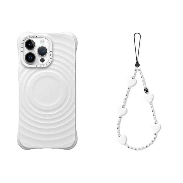 CASETiFY - セットでお得 2-in-1 Essentials Set - Ripple Case - White - iPhone 14 Pro Max & Heart Phone Charm - Pure Heart casetify Mother's Day CASETiFY - セットでお得 2-in-1 Essentials Set - Ripple Case - White - iPhone 14 Pro Max & Heart Phone Charm - Pure Heart casetify Mother's Day