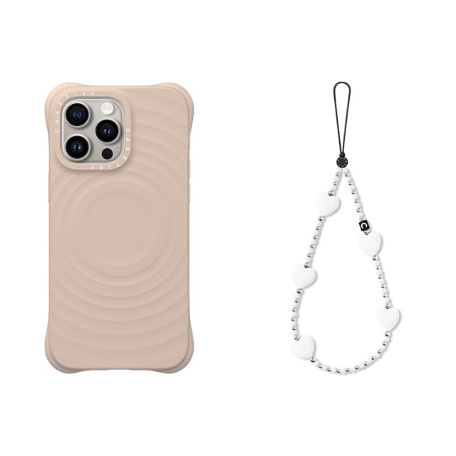 CASETiFY - セットでお得 2-in-1 Essentials Set - Ripple Case - Oat - iPhone 15 Pro Max & Heart Phone Charm - Pure Heart casetify Mother's Day CASETiFY - セットでお得 2-in-1 Essentials Set - Ripple Case - Oat - iPhone 15 Pro Max & Heart Phone Charm - Pure Heart casetify Mother's Day