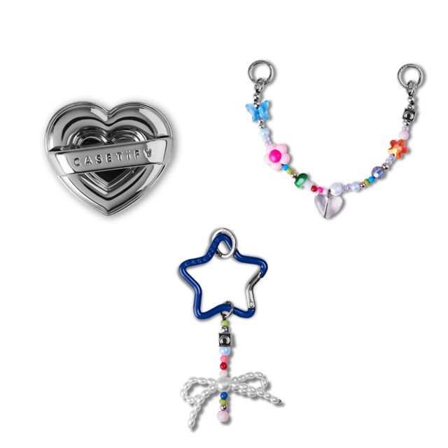 CASETiFY - Garden Party & Twinkle Star & Heart Charm Hook Charm Set Starry Hearts Charm Set - Garden Party & Twinkle Star & Heart Charm Hook casetify