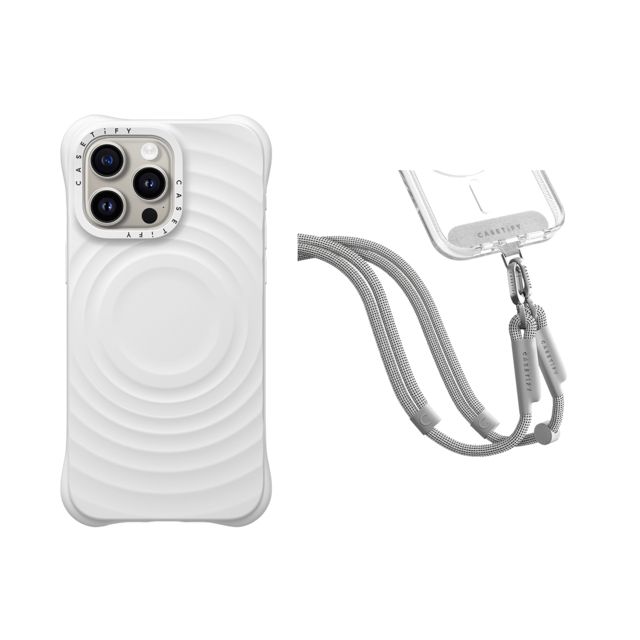 CASETiFY - セットでお得 2-in-1 Essentials Set - Ripple Case - White - iPhone 15 Pro Max & Rope Cross-body Strap - Heather Grey (8mm) casetify Mother's Day CASETiFY - セットでお得 2-in-1 Essentials Set - Ripple Case - White - iPhone 15 Pro Max & Rope Cross-body Strap - Heather Grey (8mm) casetify Mother's Day
