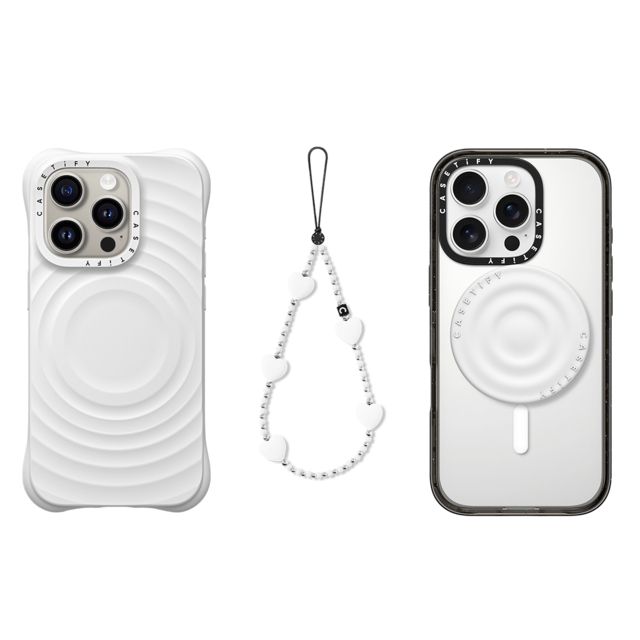 CASETiFY - セットでお得 3-in-1 Essentials Set - Ripple Case - White - iPhone 15 Pro & Heart Phone Charm - Pure Heart & Snappy Ripple Grip Stand (White) casetify Father's Day CASETiFY - セットでお得 3-in-1 Essentials Set - Ripple Case - White - iPhone 15 Pro & Heart Phone Charm - Pure Heart & Snappy Ripple Grip Stand (White) casetify Father's Day