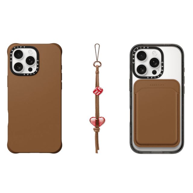 CASETiFY - タン セットでお得 3-in-1 BioVeg Set- iPhone 16 Pro (Tan) & Snappy Wallet (Tan) & Phone Charm (Tan) casetify