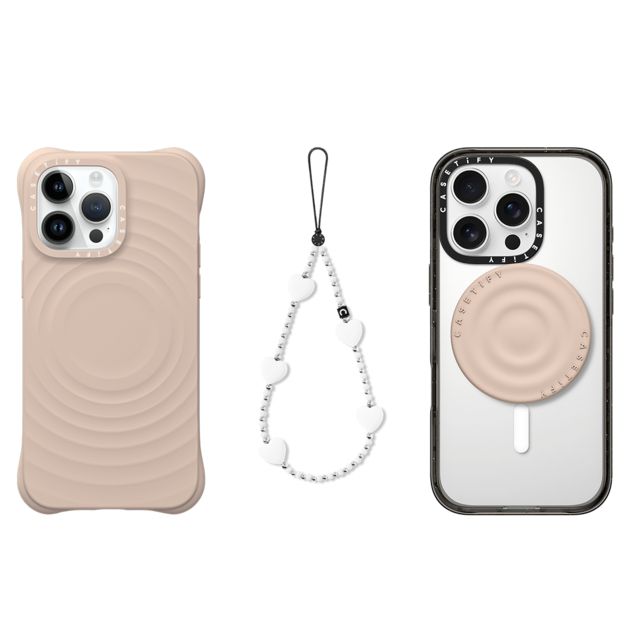 CASETiFY - セットでお得 3-in-1 Essentials Set - Ripple Case - Oat - iPhone 14 Pro Max & Heart Phone Charm - Pure Heart & Snappy Ripple Grip Stand (Oat) casetify Father's Day CASETiFY - セットでお得 3-in-1 Essentials Set - Ripple Case - Oat - iPhone 14 Pro Max & Heart Phone Charm - Pure Heart & Snappy Ripple Grip Stand (Oat) casetify Father's Day