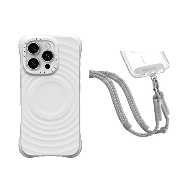 CASETiFY - セットでお得 2-in-1 Essentials Set - Ripple Case - White - iPhone 16 Pro & Rope Cross-body Strap - Heather Grey (8mm) casetify Mother's Day CASETiFY - セットでお得 2-in-1 Essentials Set - Ripple Case - White - iPhone 16 Pro & Rope Cross-body Strap - Heather Grey (8mm) casetify Mother's Day