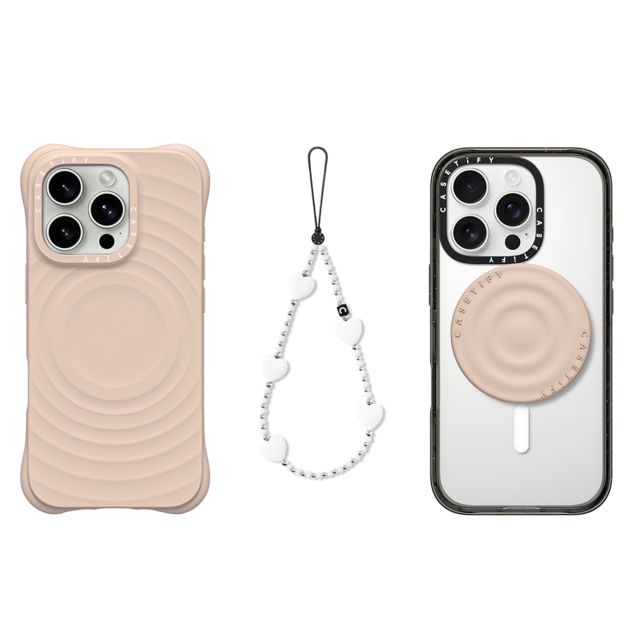 CASETiFY - セットでお得 3-in-1 Essentials Set - Ripple Case - Oat - iPhone 16 Pro & Heart Phone Charm - Pure Heart & Snappy Ripple Grip Stand (Oat) casetify Father's Day CASETiFY - セットでお得 3-in-1 Essentials Set - Ripple Case - Oat - iPhone 16 Pro & Heart Phone Charm - Pure Heart & Snappy Ripple Grip Stand (Oat) casetify Father's Day