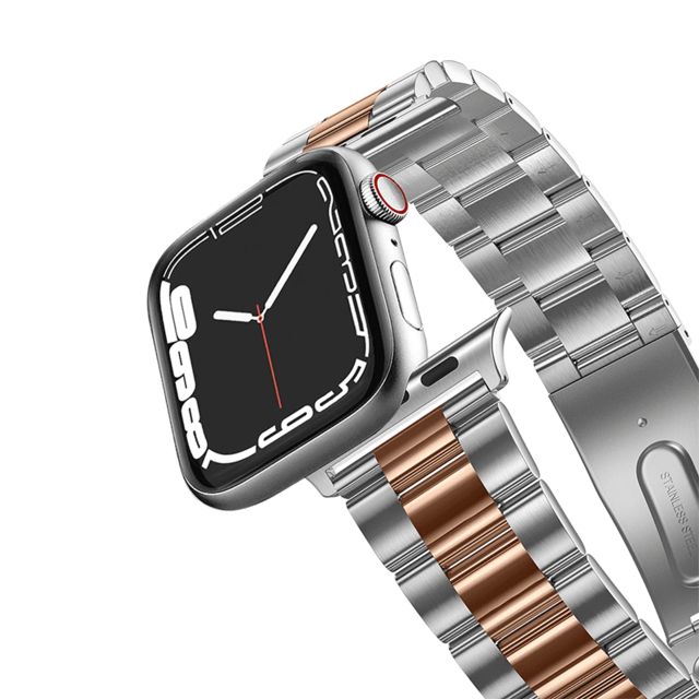 CASETiFY Apple Watch Band Series 10 (46mm) Rose Gold/silver ステンレススチール3-リンクウォッチバンド Stainless Steel 3-Link Band 46mm (Series 10) - Two-Tone (Rose Gold/Silver) casetify