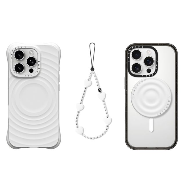 CASETiFY - セットでお得 3-in-1 Essentials Set - Ripple Case - White - iPhone 16 Pro & Heart Phone Charm - Pure Heart & Snappy Ripple Grip Stand (White) casetify Father's Day CASETiFY - セットでお得 3-in-1 Essentials Set - Ripple Case - White - iPhone 16 Pro & Heart Phone Charm - Pure Heart & Snappy Ripple Grip Stand (White) casetify Father's Day