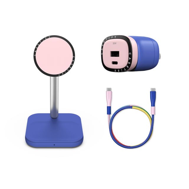 CASETiFY - Power Up Set セットでお得 Power Up Set (Pink/Blue) - 2-in-1 Charging Stand (Pink/Blue) & Fast Charger (Pink/Blue) & USB-C to USB-C Cable (Pop Block) casetify