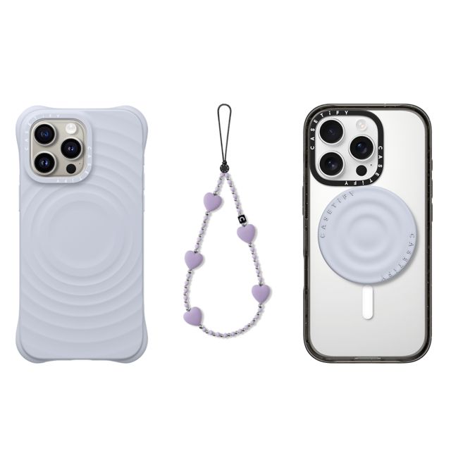 CASETiFY - セットでお得 3-in-1 Essentials Set - Ripple Case - Periwinkle - iPhone 15 Pro Max & Heart Phone Charm - Lavender Heart & Snappy Ripple Grip Stand (Misty Lilac) casetify Mother's Day CASETiFY - セットでお得 3-in-1 Essentials Set - Ripple Case - Periwinkle - iPhone 15 Pro Max & Heart Phone Charm - Lavender Heart & Snappy Ripple Grip Stand (Misty Lilac) casetify Mother's Day