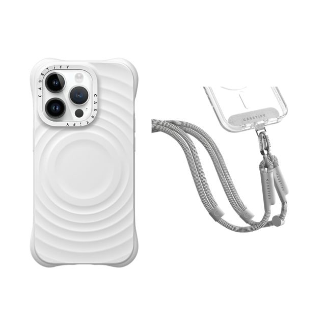 CASETiFY - セットでお得 2-in-1 Essentials Set - Ripple Case - White - iPhone 14 Pro & Rope Cross-body Strap - Heather Grey (8mm) casetify Mother's Day CASETiFY - セットでお得 2-in-1 Essentials Set - Ripple Case - White - iPhone 14 Pro & Rope Cross-body Strap - Heather Grey (8mm) casetify Mother's Day