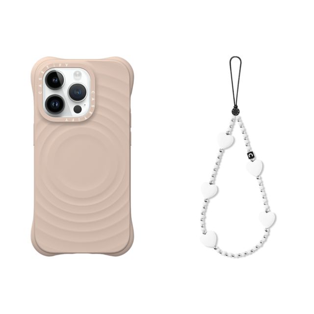 CASETiFY - セットでお得 2-in-1 Essentials Set - Ripple Case - Oat - iPhone 14 Pro & Heart Phone Charm - Pure Heart casetify Mother's Day CASETiFY - セットでお得 2-in-1 Essentials Set - Ripple Case - Oat - iPhone 14 Pro & Heart Phone Charm - Pure Heart casetify Mother's Day
