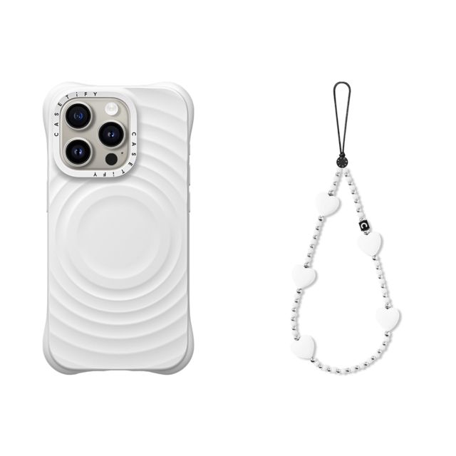 CASETiFY - セットでお得 2-in-1 Essentials Set - Ripple Case - White - iPhone 15 Pro & Heart Phone Charm - Pure Heart casetify Mother's Day CASETiFY - セットでお得 2-in-1 Essentials Set - Ripple Case - White - iPhone 15 Pro & Heart Phone Charm - Pure Heart casetify Mother's Day