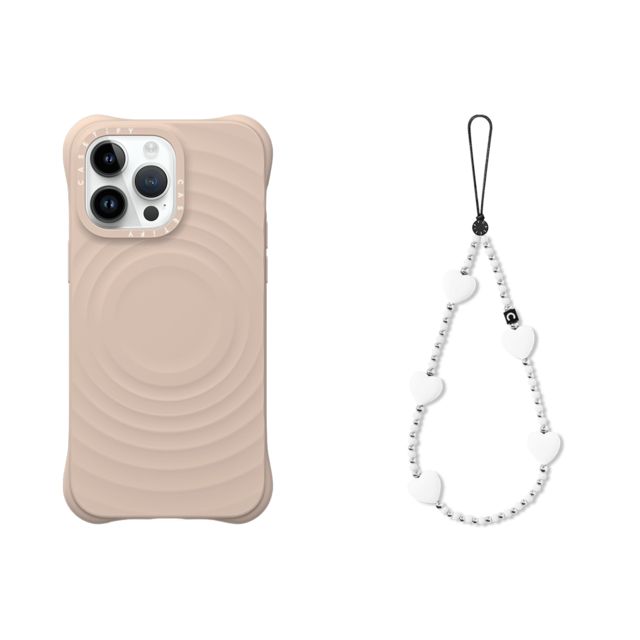 CASETiFY - セットでお得 2-in-1 Essentials Set - Ripple Case - Oat - iPhone 14 Pro Max & Heart Phone Charm - Pure Heart casetify Mother's Day CASETiFY - セットでお得 2-in-1 Essentials Set - Ripple Case - Oat - iPhone 14 Pro Max & Heart Phone Charm - Pure Heart casetify Mother's Day