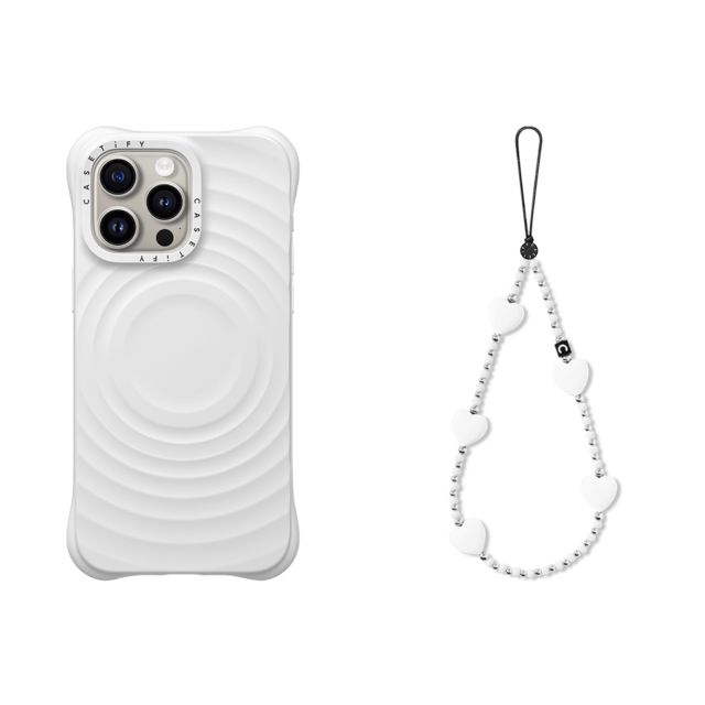 CASETiFY - セットでお得 2-in-1 Essentials Set - Ripple Case - White - iPhone 15 Pro Max & Heart Phone Charm - Pure Heart casetify Mother's Day CASETiFY - セットでお得 2-in-1 Essentials Set - Ripple Case - White - iPhone 15 Pro Max & Heart Phone Charm - Pure Heart casetify Mother's Day