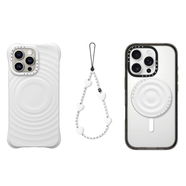 CASETiFY - セットでお得 3-in-1 Essentials Set - Ripple Case - White - iPhone 15 Pro Max & Heart Phone Charm - Pure Heart & Snappy Ripple Grip Stand (White) casetify Father's Day CASETiFY - セットでお得 3-in-1 Essentials Set - Ripple Case - White - iPhone 15 Pro Max & Heart Phone Charm - Pure Heart & Snappy Ripple Grip Stand (White) casetify Father's Day