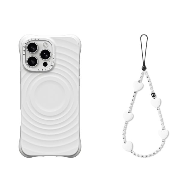 CASETiFY - セットでお得 2-in-1 Essentials Set - Ripple Case - White - iPhone 16 Pro Max & Heart Phone Charm - Pure Heart casetify Mother's Day CASETiFY - セットでお得 2-in-1 Essentials Set - Ripple Case - White - iPhone 16 Pro Max & Heart Phone Charm - Pure Heart casetify Mother's Day