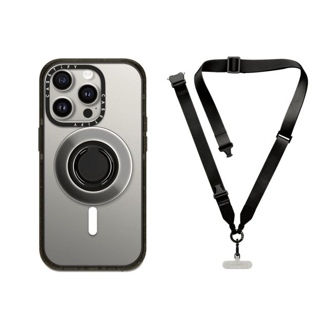 CASETiFY - Secure Your Phone Set セットでお得 Secure Your Phone Set - Snappy Mirror Ring Holder MagSafe Compatible & 2-in-1 Utility Lanyard (Black) casetify