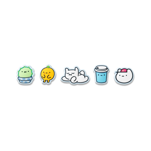 - - Coolman Therapy Pins The Push-In Pin Set (Baby Cactus, Comfy Spesh, Coolman!, Fresh Coffee, Naranja)