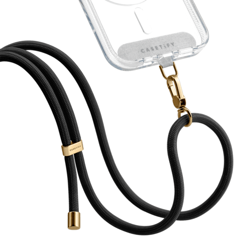 - - Rope Cross-body Strap - Black (Gold) (6mm)