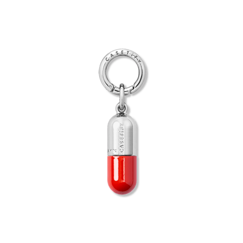 - - Charm Keychain - Vitamin C - Silver /Red
