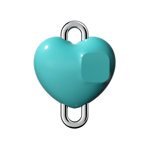 - - Charm Keychain - Metallic Heart Charm Cube - Mint Blue