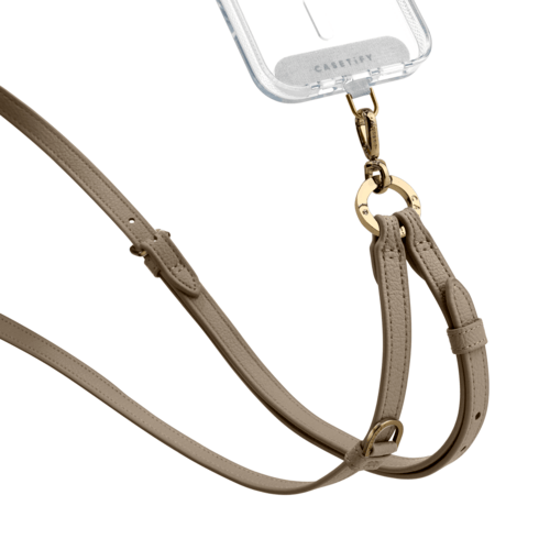 - - Pebbled Cross-body Strap - Greige