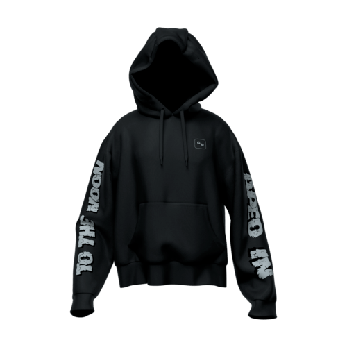 - - To The Moon Ape Hoodie 100% Cotton Hoodie (One size) - Black