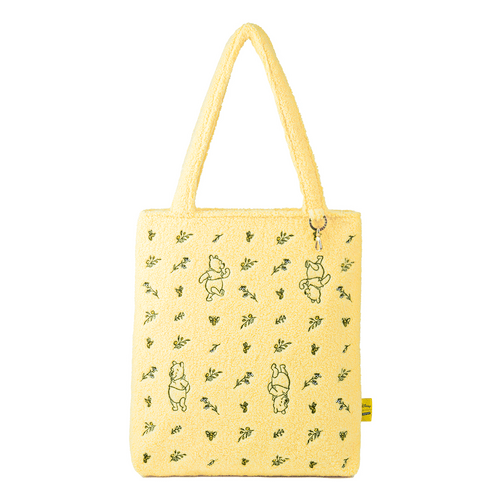 - - Winnie the Pooh Tossed Floral Teddy Tote Bag