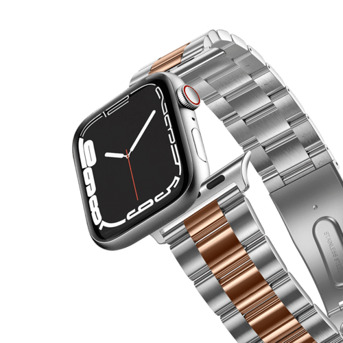 Apple Watch Series 10 (46mm) - Stainless Steel 3-Link Band 46mm (Series 10) - Two-Tone (Rose Gold/Silver)