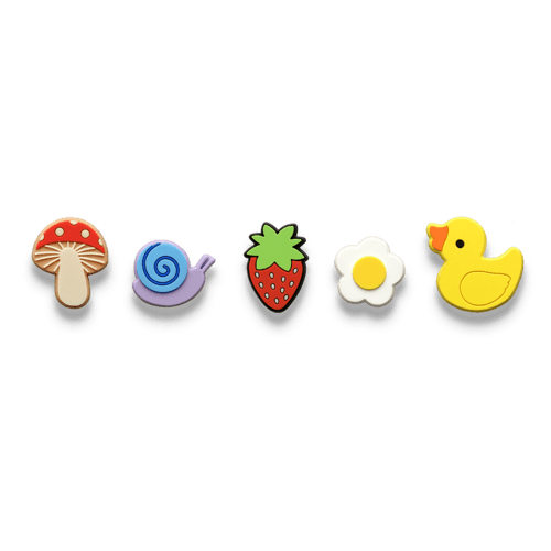 - - The Push-In Pin Set - Cottage Core Set (Snail, Daisy, Strawberry, Mushroom, Duck)