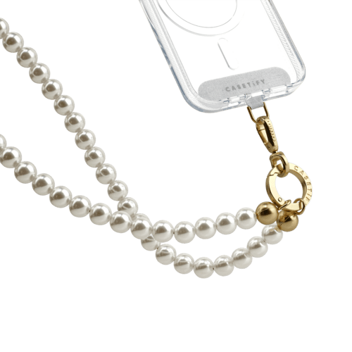 - - Pearl Cross-body Strap - Pearl with Gold