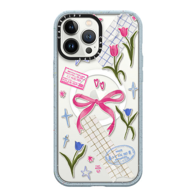 Eggsdoodz x CASETiFY iPhone 13 Pro Max ケース Matte Vapor Blue インパクトケース MagSafe対応 Ribbons And Tulips