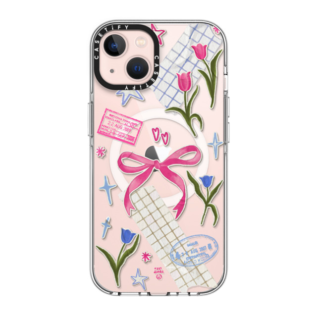 Eggsdoodz x CASETiFY iPhone 13 ケース クリア クリア ケース MagSafe対応 Ribbons And Tulips