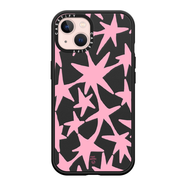 Eggsdoodz x CASETiFY iPhone 13 ケース マットブラック インパクトケース MagSafe対応 Pink Stars