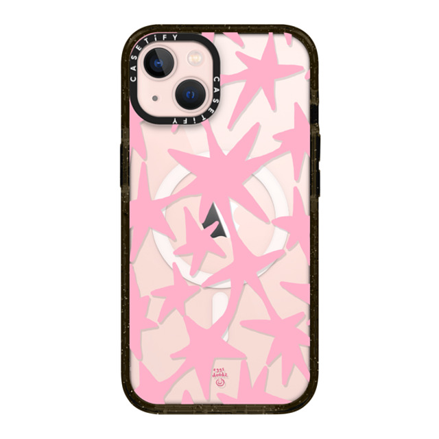 Eggsdoodz x CASETiFY iPhone 13 ケース ブラック インパクトケース MagSafe対応 Pink Stars