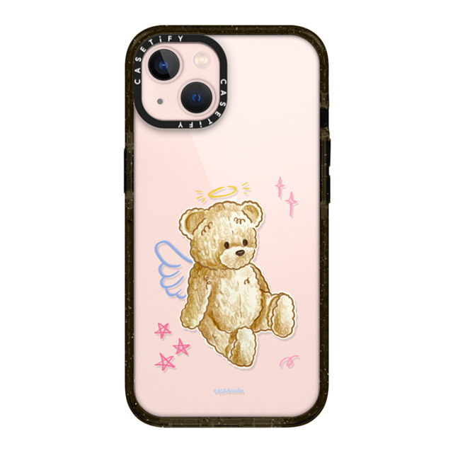 Eggsdoodz x CASETiFY iPhone 13 ケース ブラック インパクトケース Angel Teddy Bear