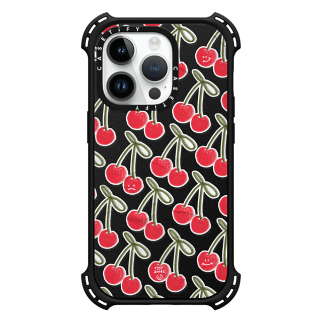 Eggsdoodz x CASETiFY iPhone 14 Pro ケース Sticker,Cherry マットブラック バウンスケース Happy Cherry Sad Cherry Mother's Day Eggsdoodz x CASETiFY iPhone 14 Pro ケース Sticker,Cherry マットブラック バウンスケース Happy Cherry Sad Cherry Mother's Day