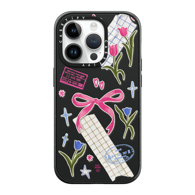 Eggsdoodz x CASETiFY iPhone 14 Pro ケース マットブラック インパクトケース MagSafe対応 Ribbons And Tulips