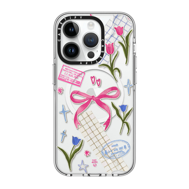 Eggsdoodz x CASETiFY iPhone 14 Pro ケース クリア クリア ケース MagSafe対応 Ribbons And Tulips