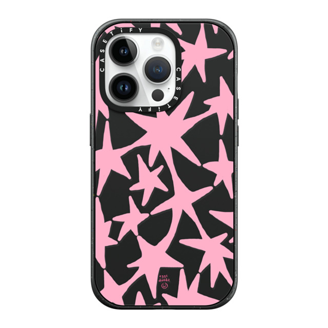 Eggsdoodz x CASETiFY iPhone 14 Pro ケース マットブラック インパクトケース MagSafe対応 Pink Stars