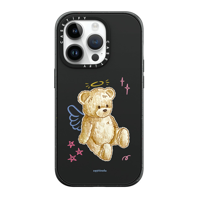 Eggsdoodz x CASETiFY iPhone 14 Pro ケース マットブラック インパクトケース MagSafe対応 Angel Teddy Bear