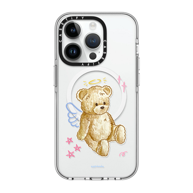 Eggsdoodz x CASETiFY iPhone 14 Pro ケース クリア クリア ケース MagSafe対応 Angel Teddy Bear