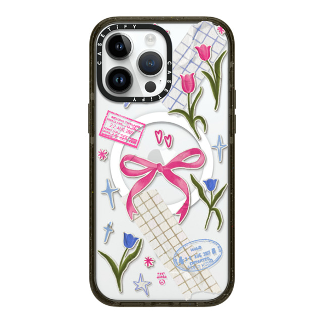 Eggsdoodz x CASETiFY iPhone 14 Pro Max ケース ブラック インパクトケース MagSafe対応 Ribbons And Tulips